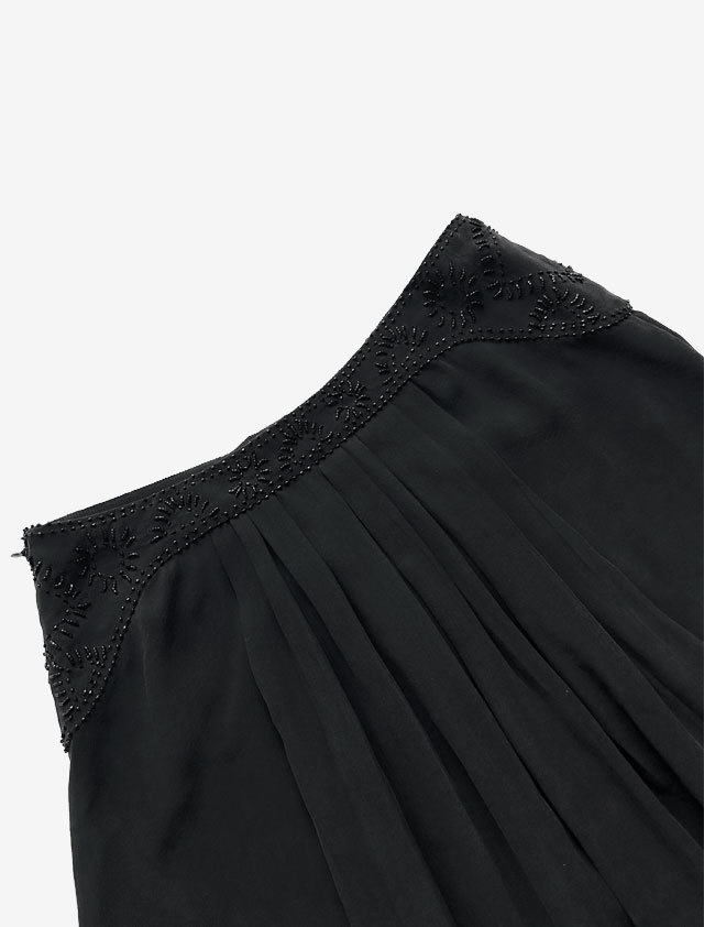 JOSEPH ジョゼフ ビーズ刺繍 シルク スカート ブラック サイズ36 (S-M)
