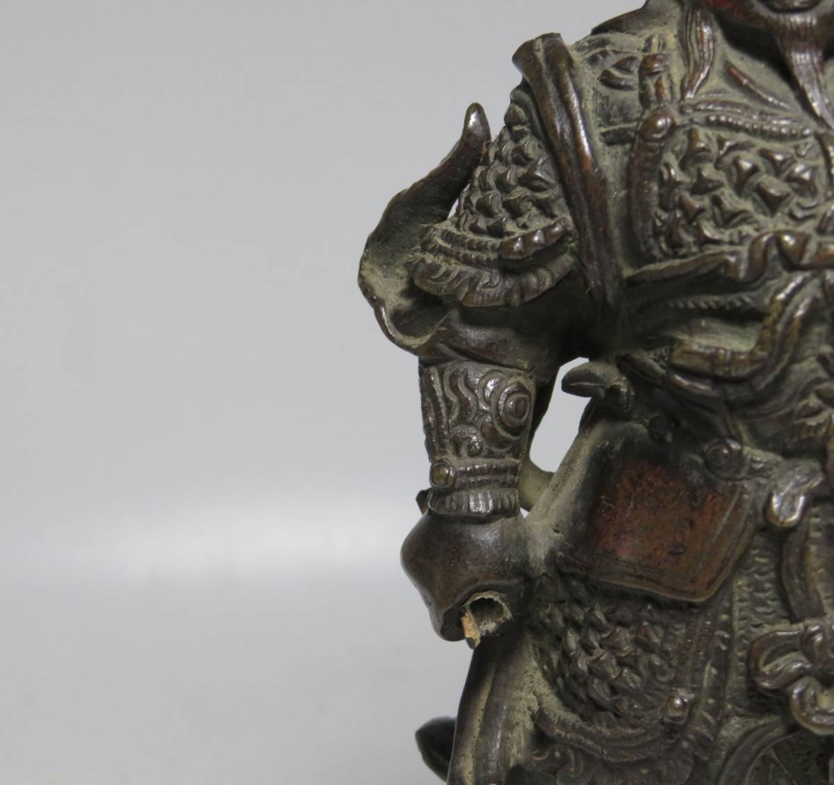 中国美術 古銅製 關公像 韋陀菩薩 仏像 武神 時代物 H１４cm - 美術品