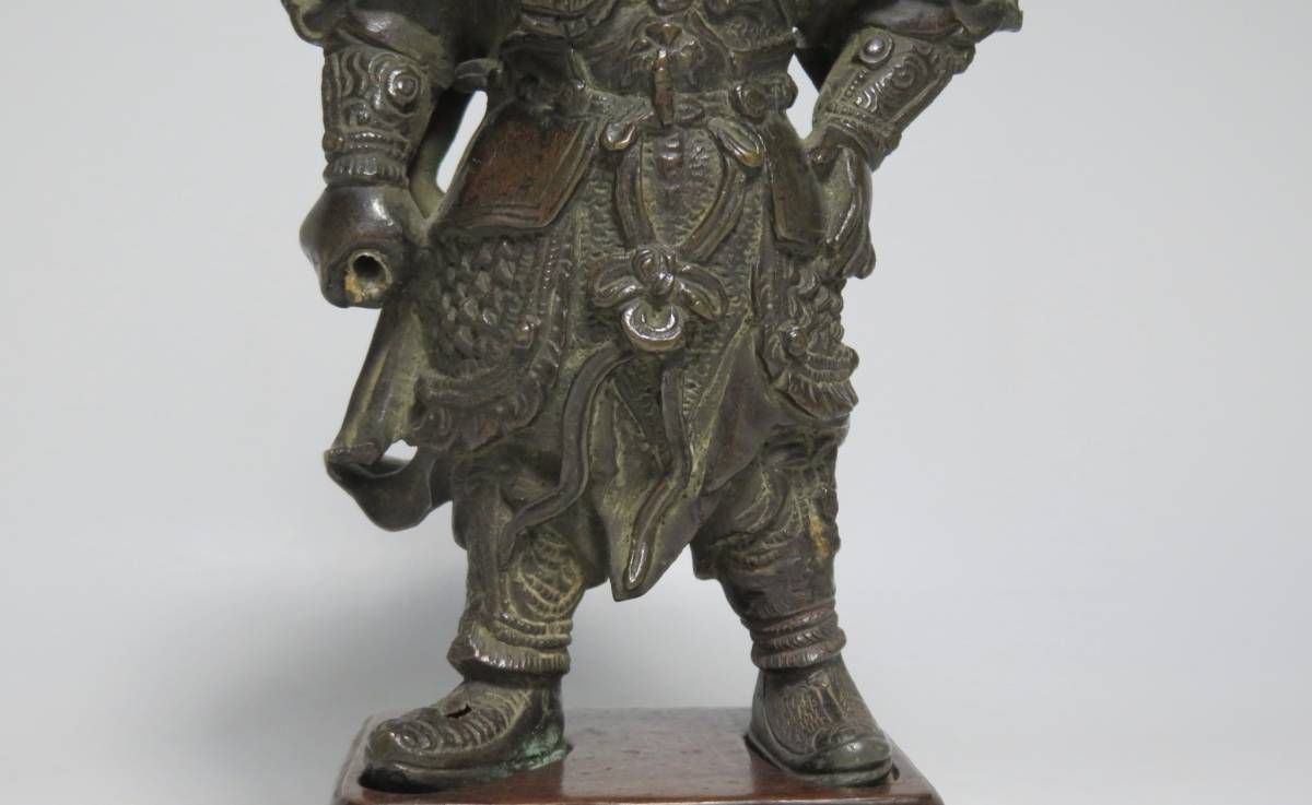 中国美術 古銅製 關公像 韋陀菩薩 仏像 武神 時代物 H１４cm - 美術品