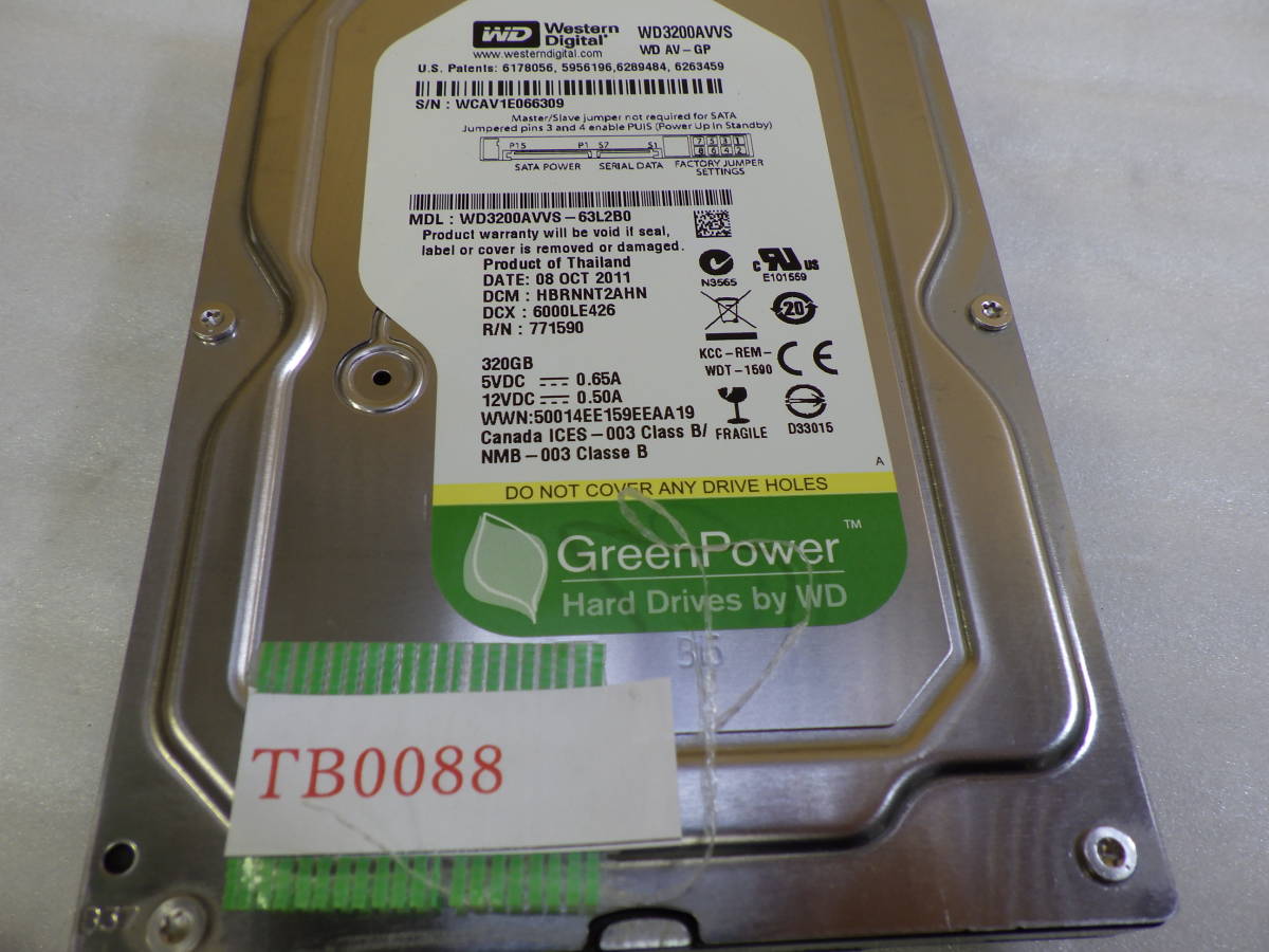 TOSHIBA DBR-Z110 ブルーレイディスクレコーダー 用 HDD 320GB WD3200AVVS 動作品保証# TB0088_画像5