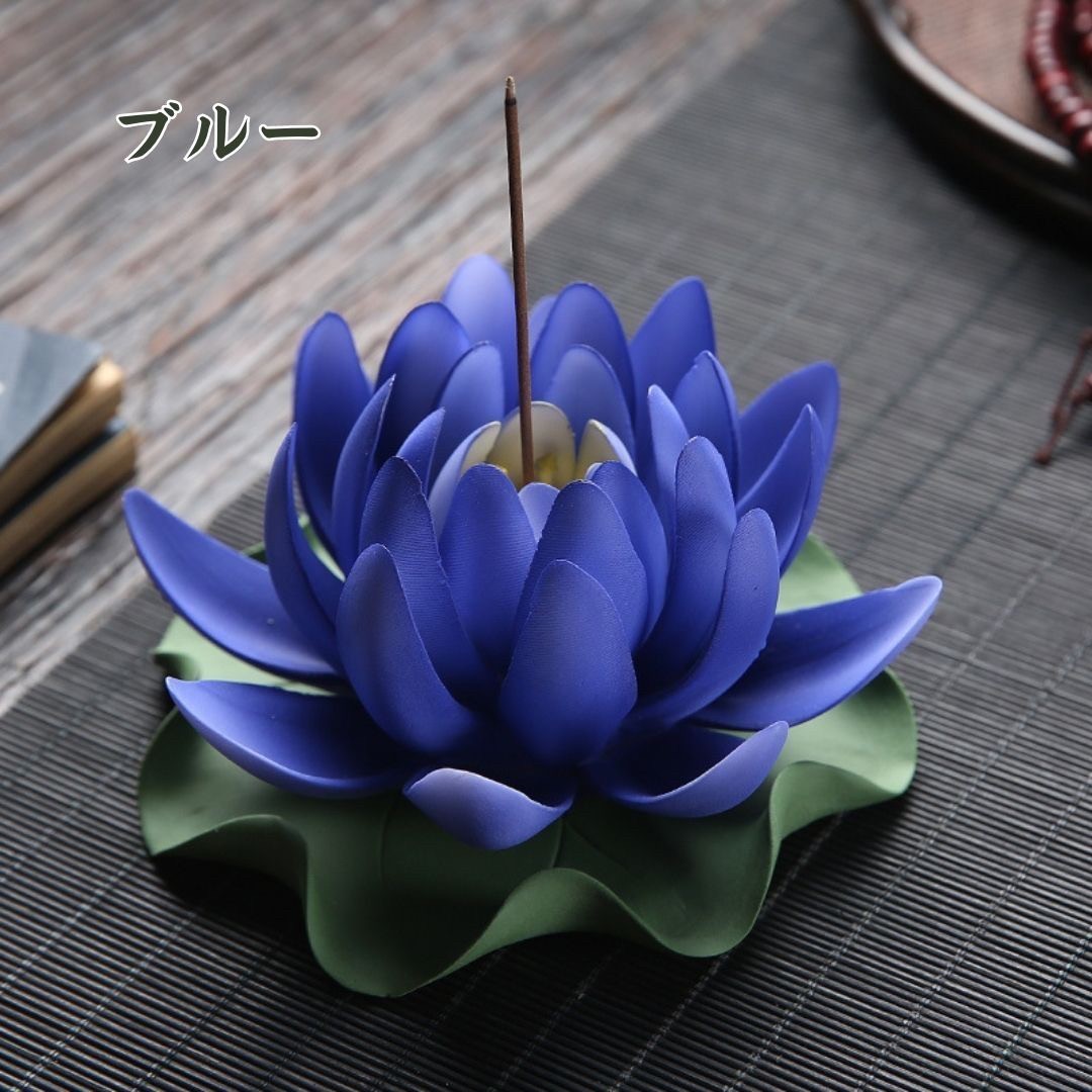  fragrance establish lotus. flower incense stick establish -Ver2- is possible to choose 6 color leaf .. attaching lotus flower feng shui better fortune objet d'art ..