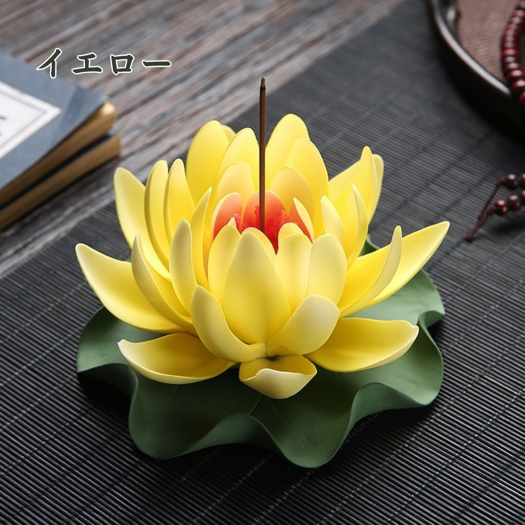  fragrance establish lotus. flower incense stick establish -Ver2- is possible to choose 6 color leaf .. attaching lotus flower feng shui better fortune objet d'art ..