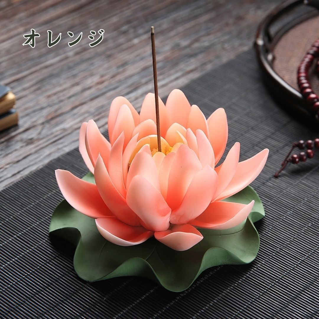  fragrance establish lotus. flower incense stick establish -Ver2- is possible to choose 6 color leaf .. attaching lotus flower feng shui better fortune objet d'art ..