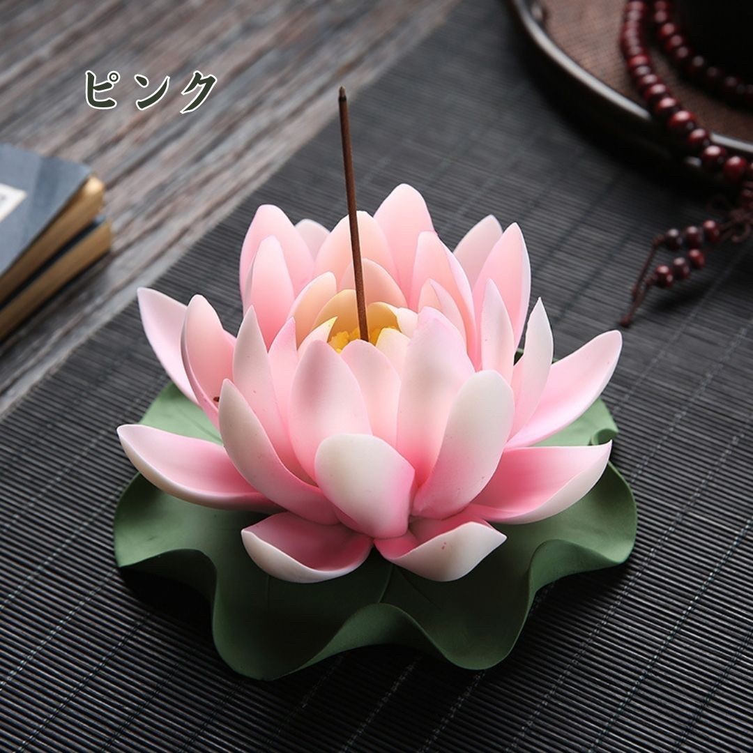  fragrance establish lotus. flower incense stick establish -Ver2- is possible to choose 6 color leaf .. attaching lotus flower feng shui better fortune objet d'art ..