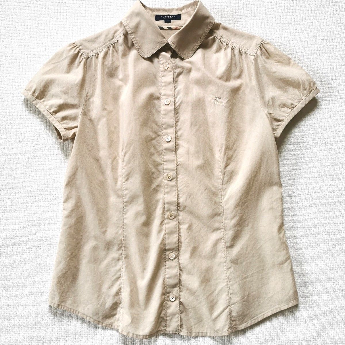 バーバリーロンドン　 半袖シャツ　半袖ブラウス　ベージュ　日本製　三陽商会　コットンシャツ　サイズ40