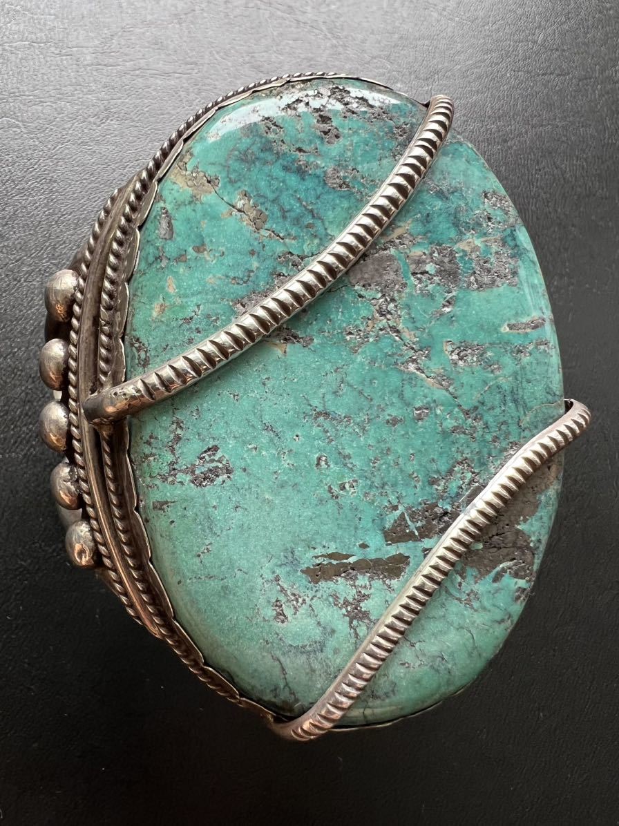 NAVAJO 故『Mark Chee/マーク・チー』1940's GEM Large Turquoise ハイグレード ターコイズ バングル ナバホ インディアンジュエリー ホピ_画像4