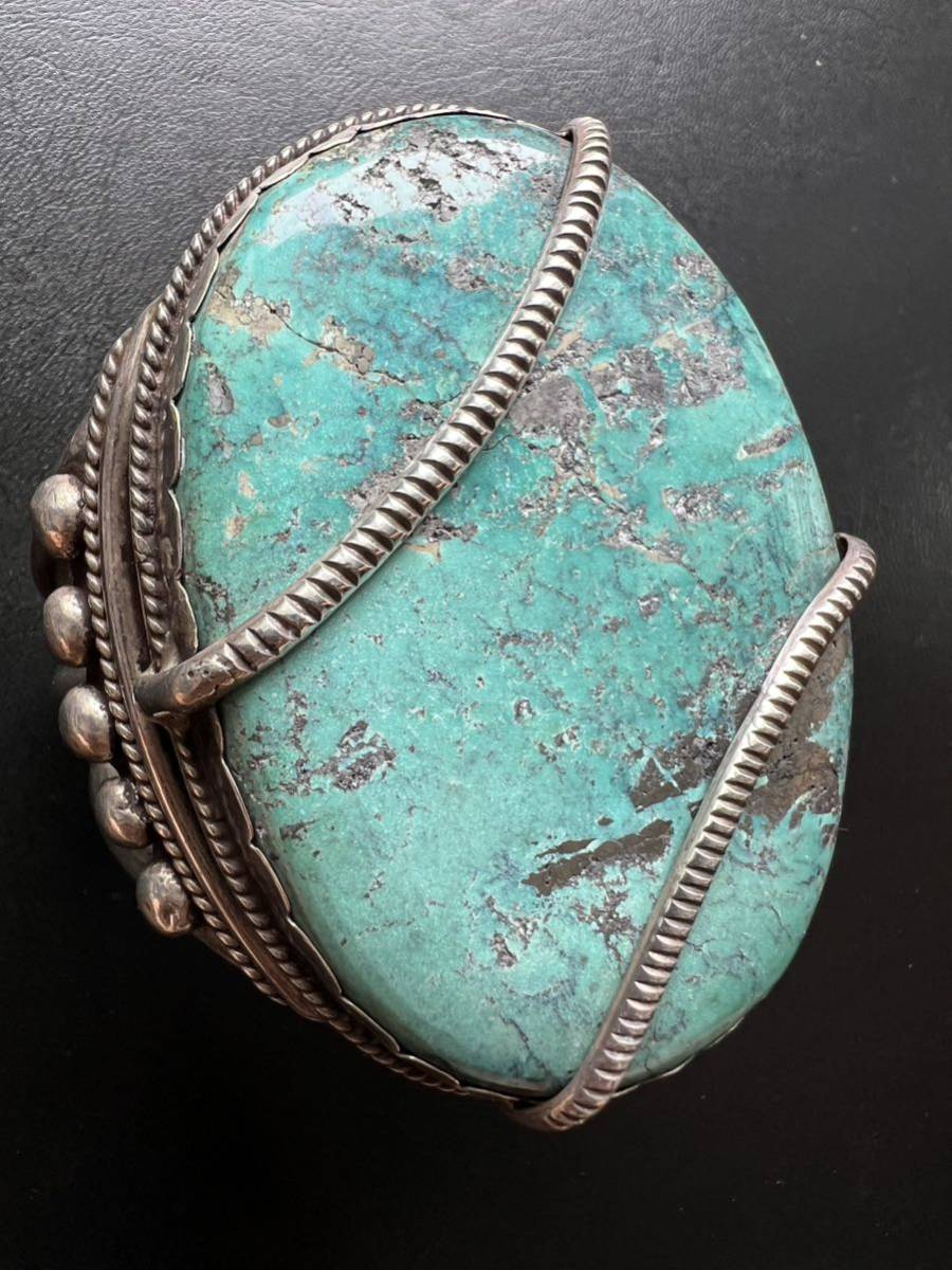 NAVAJO 故『Mark Chee/マーク・チー』1940's GEM Large Turquoise ハイグレード ターコイズ バングル ナバホ インディアンジュエリー ホピ_画像1