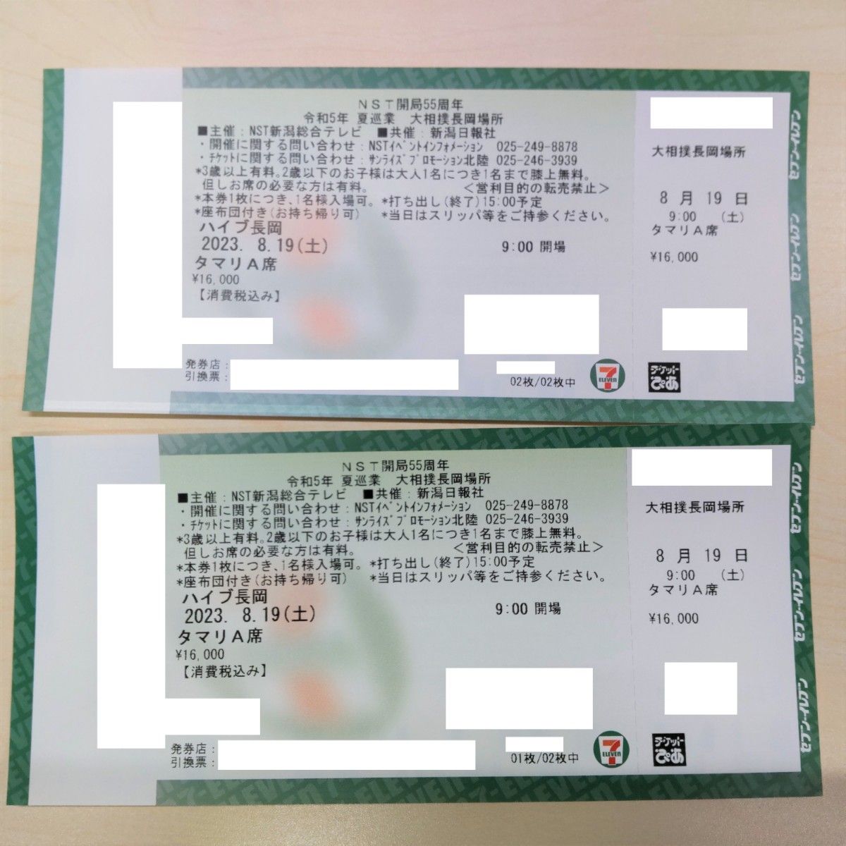 夏巡業 大相撲長岡場所 ハイブ長岡 新潟県 チケット2枚 タマリA席