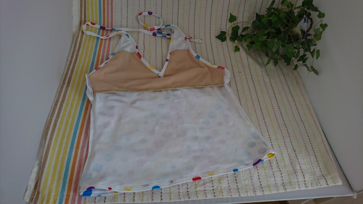 * cocos nucifera. tree pattern * Denim style bikini & polka dot pattern camisole & short pants. 4 point set * size 11L* corporation nisen*