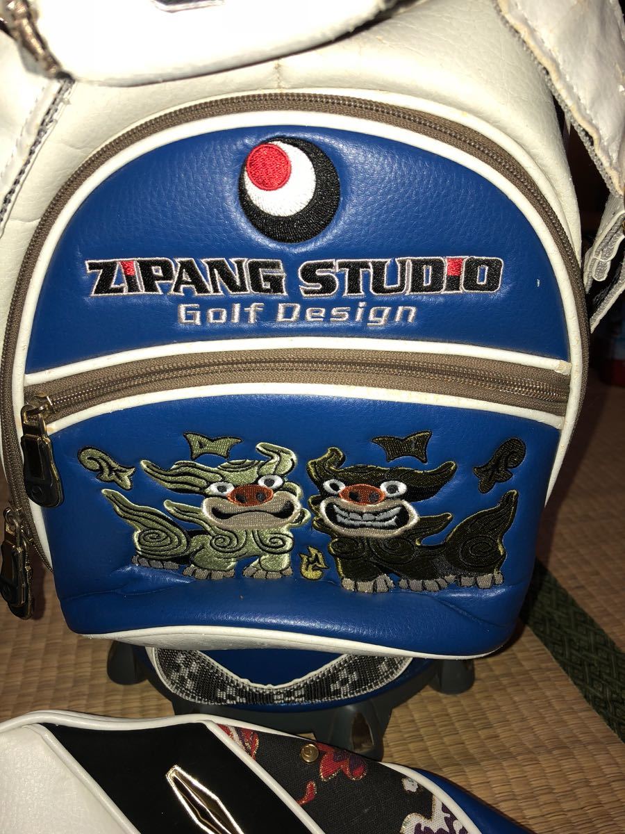 Junpan Studio琉球高爾夫高爾夫zipang工作室Caddy Bag Shisa 原文:じぱんぐスタジオ　琉球　ゴルフ　ゴルフ　zipang studio キャディーバッグ　シーサー