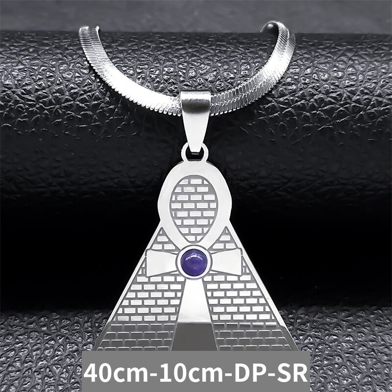 ネックレス 紫 パープル クリスタル ステンレス エジプト シルバー クロス 鍵 レディース メンズ_画像7