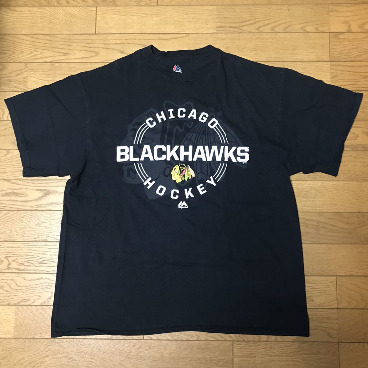 NHL CHICAGO BLACKHAWKS MEN’S SHORT SLEEVE T-SHIRTS (Majestic) size-XL(着丈69身幅59) 中古(美品) 送料無料 NCNRの画像1