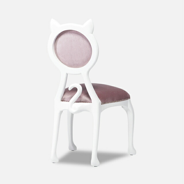 チェア ダイニングチェア ネコチェア キャットチェア 猫椅子 アンティーク 椅子 いす 白 ホワイト グレイッシュピンク 木製 6106-18F221_画像5