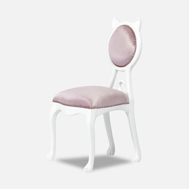 チェア ダイニングチェア ネコチェア キャットチェア 猫椅子 アンティーク 椅子 いす 白 ホワイト グレイッシュピンク 木製 6106-18F221_画像4