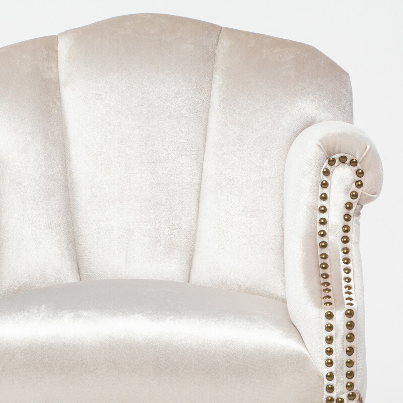チェア アームチェア 椅子 1人掛け 一人 1人用 アンティーク調 猫脚 木製 布地 ホワイト×ベージュベルベット シェルファ 6096-18F220_画像8