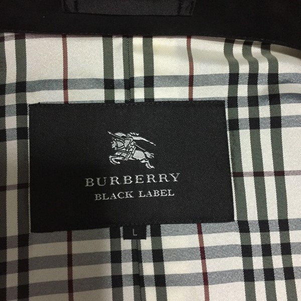 452＃[Burberry黑色標籤BURBERRY BLACK LABEL染色外套男士（L處）] Nova check尼龍黑色    原文:452#【バーバリーブラックレーベル BURBERRY BLACK LABEL ステンカラーコート メンズ (L位)】ノバチェック ナイロン ブラック