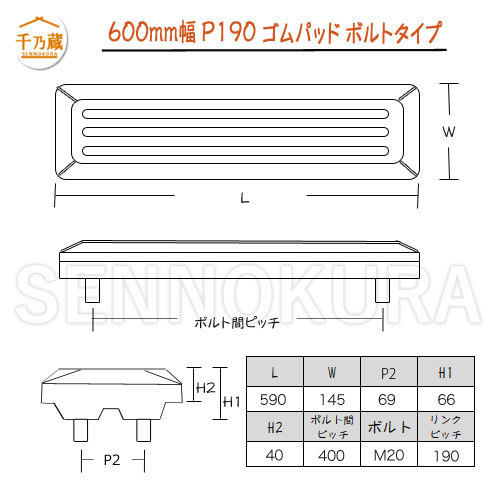 ゴムパッド 建機 SH200LC-2 600mm幅 4本ボルトタイプ 98枚セット 住友_画像7