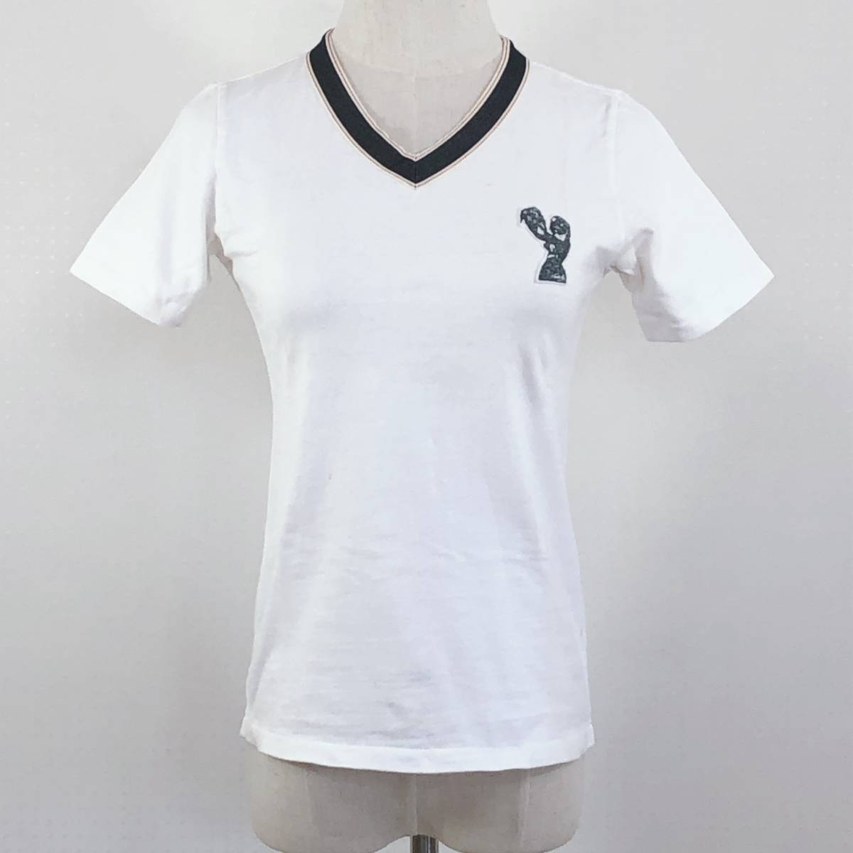 AS0900 CLUTCH clutch tops T-shirt short sleeves badge F size free size white cotton 100% cotton simple tei Lee casual 