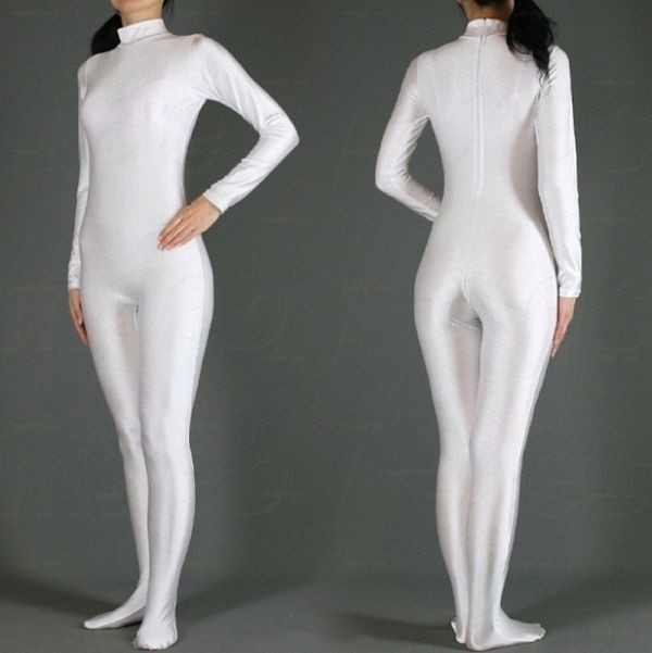 全身タイツ マスクなし 白 男性女性兼用 Sサイズ ゼンタイ コスプレ ZENTAI レオタード ボディースーツ 仮装 イベント 戦隊 ハイネック_画像1