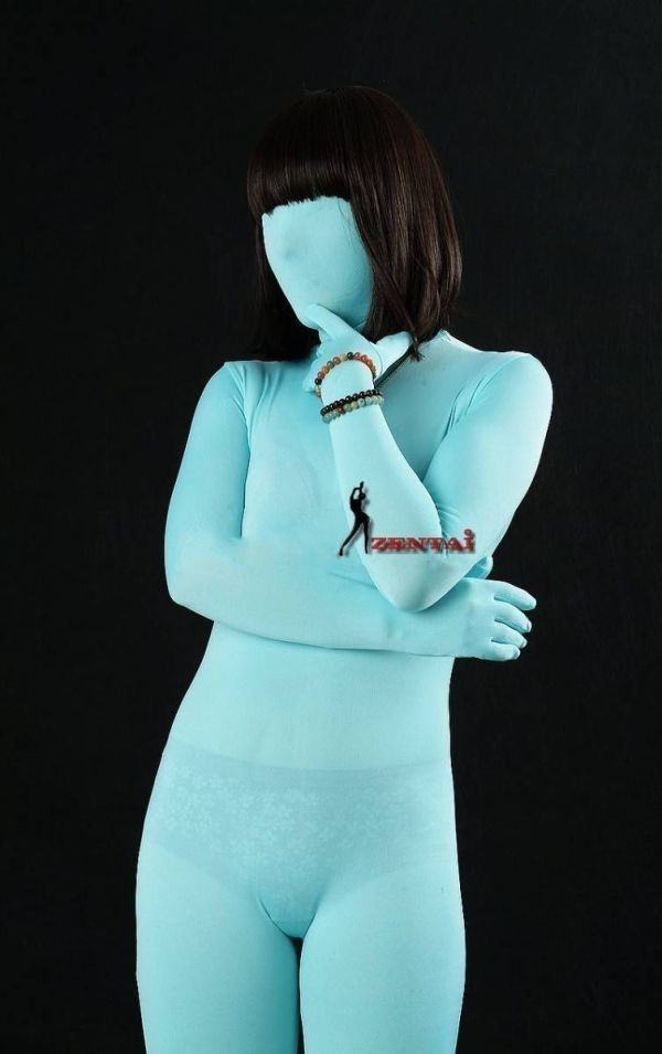 全身タイツ 薄い生地 水色 男性女性兼用 Sサイズ ゼンタイ コスプレ ZENTAI レオタード ボディースーツ 仮装 イベント コスチューム 戦隊