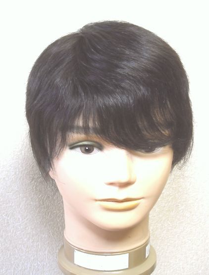 新商品 カット調整済み 人毛 26X23㎝ 大きいサイズ 男性部分 かつら 分け目自由 、