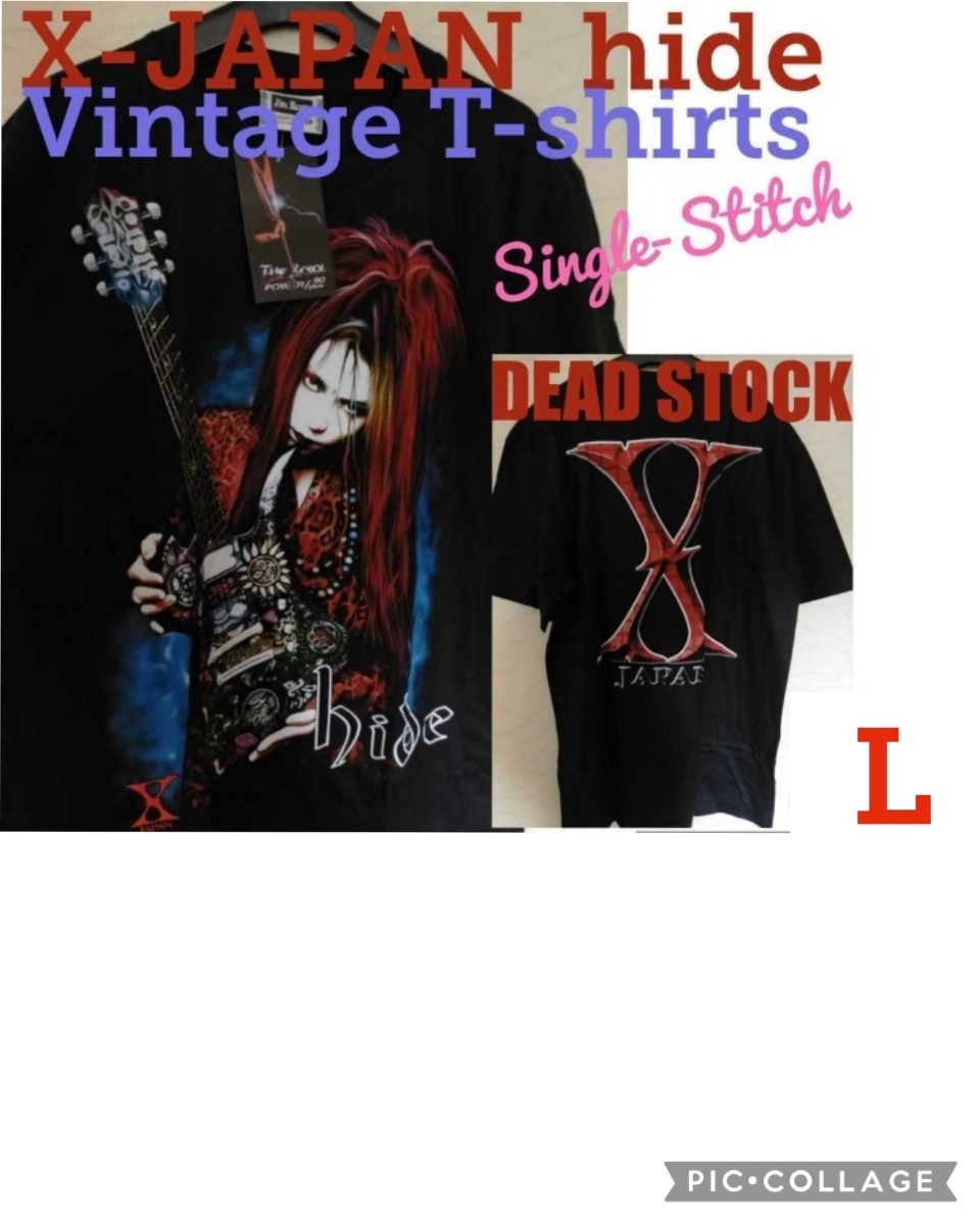 【新品デッドストック】hide■シングルステッチTシャツ■X JAPAN■半袖L■90s■ヴィンテージ■spread beaver■レアV系ビジュアル系 フェス_画像1