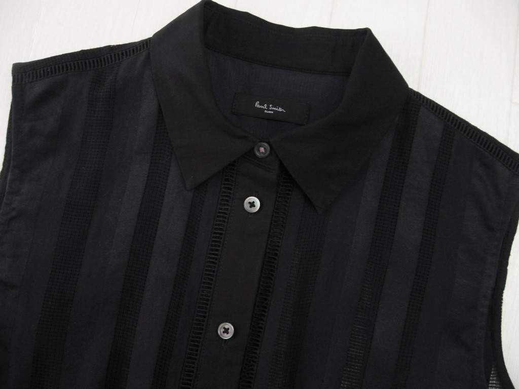 ポールスミスブラック Paul Smith BLACK ★ 大人のノースリーブ シャツブラウス 38 コットン100% レース 黒 ブラック系の画像7