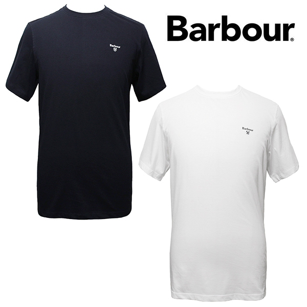 バブアー Barbour Tシャツ メンズ 半袖 カットソー ティーシャツ 2枚セット ネイビー/ホワイト サイズL MNW0052MI55 新品_画像1