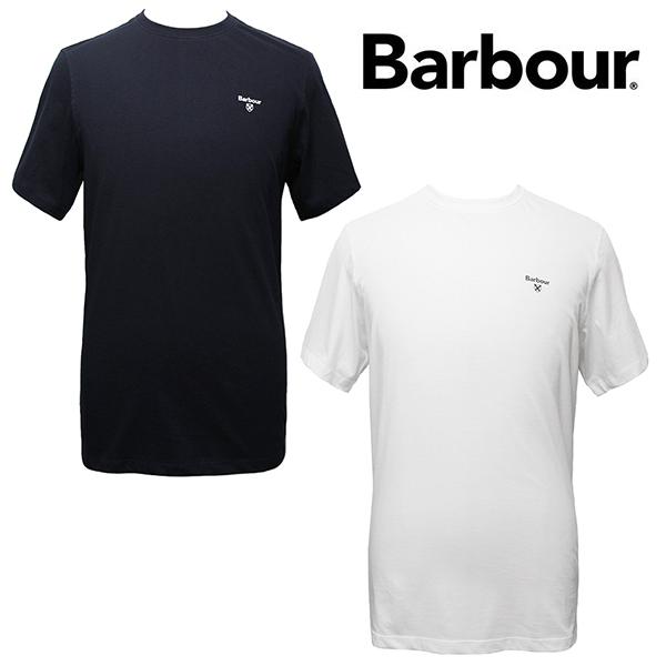 バブアー Barbour Tシャツ メンズ 半袖 カットソー ティーシャツ 2枚セット ネイビー/ホワイト サイズM MNW0052MI55 新品