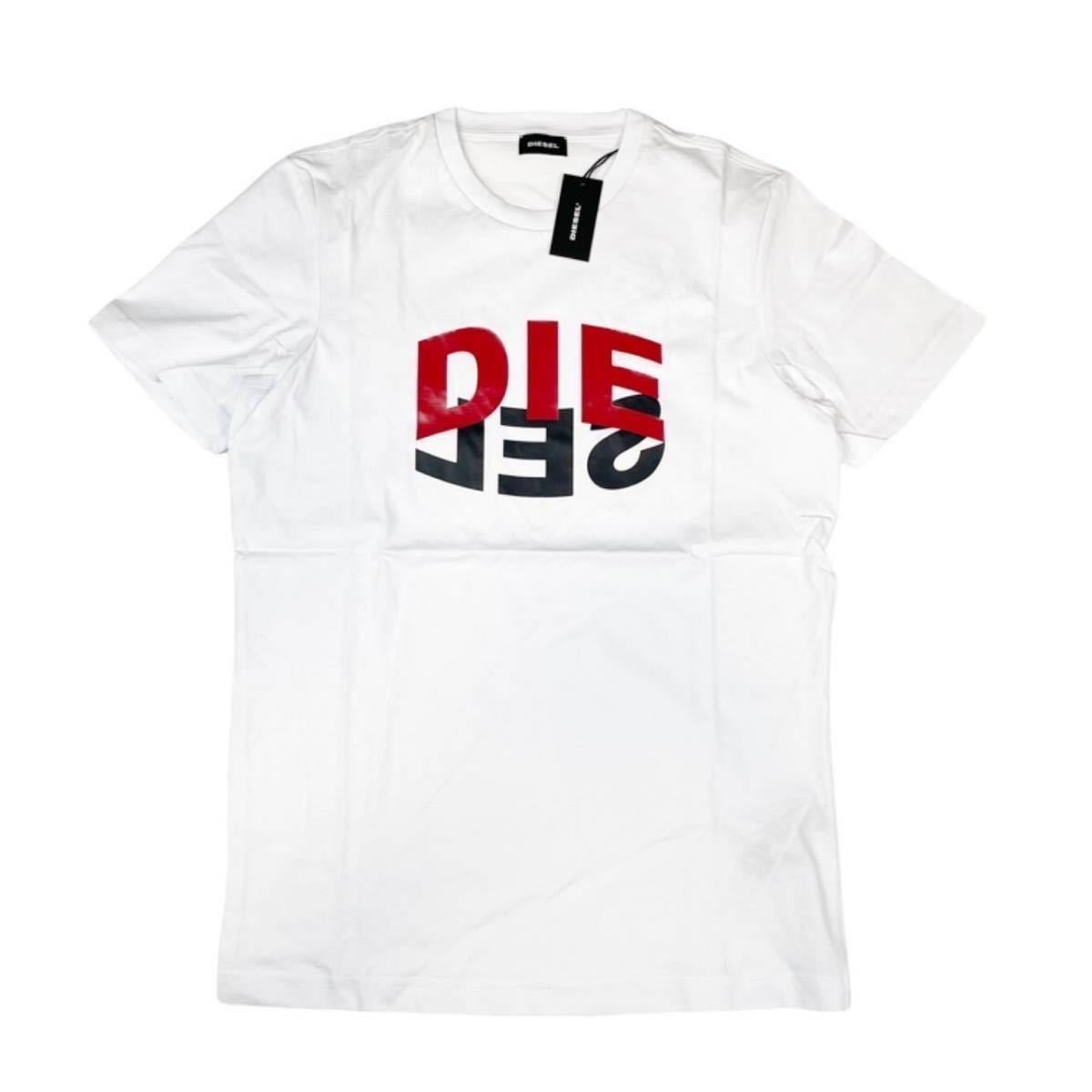 DIESEL Tシャツ T-DIEGOS-N22 MAGLIETTA A00828 0HAYU ロゴ プリント クルーネック 半袖 トップス プリントカットソー　　ホワイト S