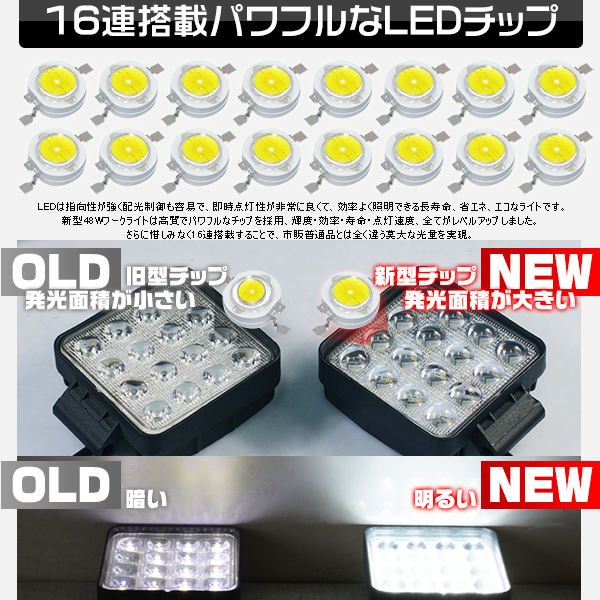 5個セット 48W LED ワークライト 投光器 6000LM 拡散 魚眼配光 防水 LED サーチライト 作業灯 8V～60V 車中泊 アウトドア ガレージ_画像7