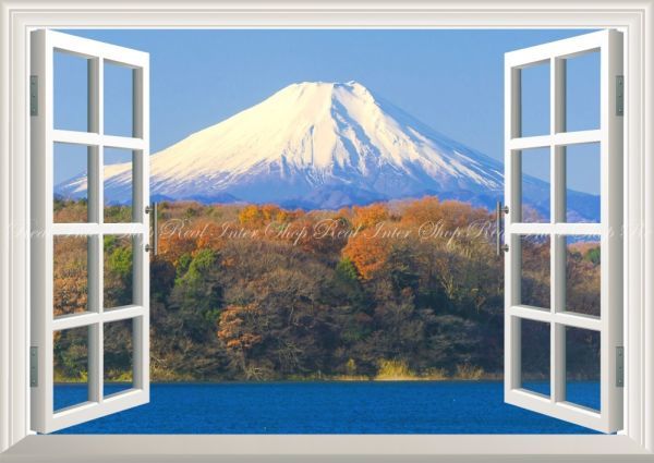[ window specification ] autumn Fuji . leaf. Mt Fuji . mountain lake maple picture manner wallpaper poster extra-large A1 version 830×585mm is ... seal type 029MA1