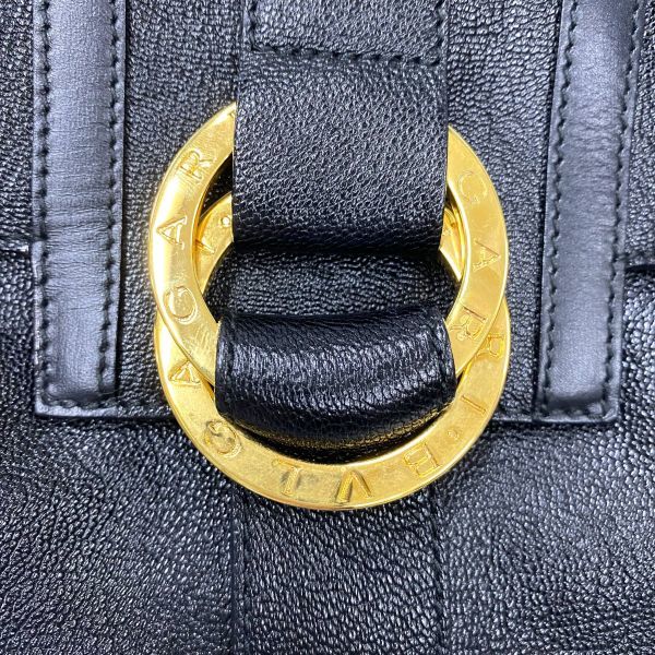 ☆中古・美品☆ BVLGARI ブルガリ チャンドラ ブラックレザー ゴールド