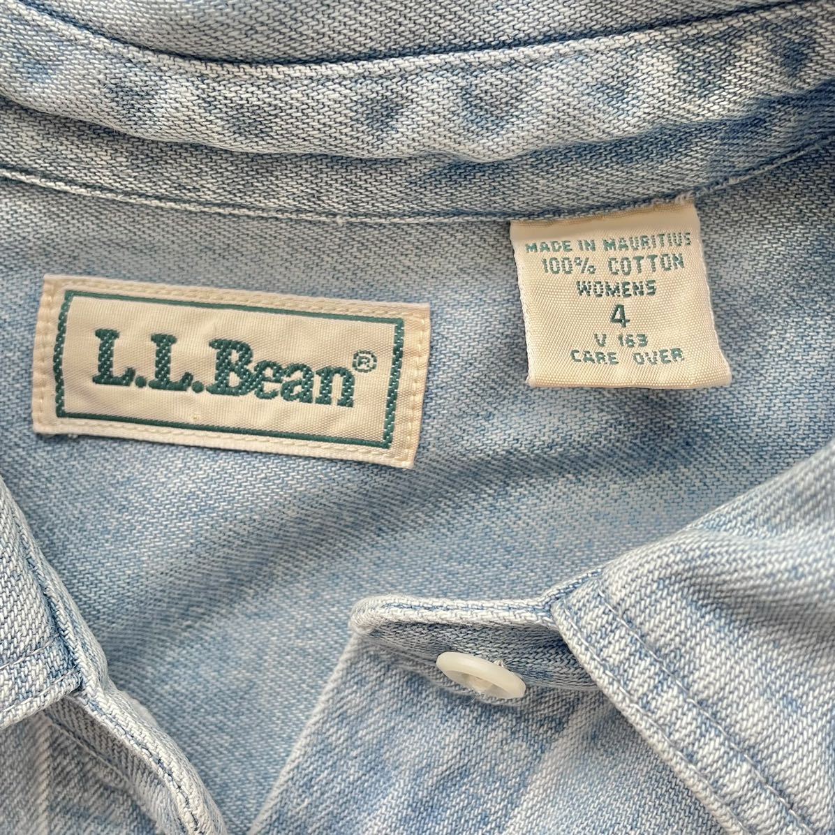 Made in Maulitius L.L.bean エルエルビーン淡色デニム　半袖シャツ