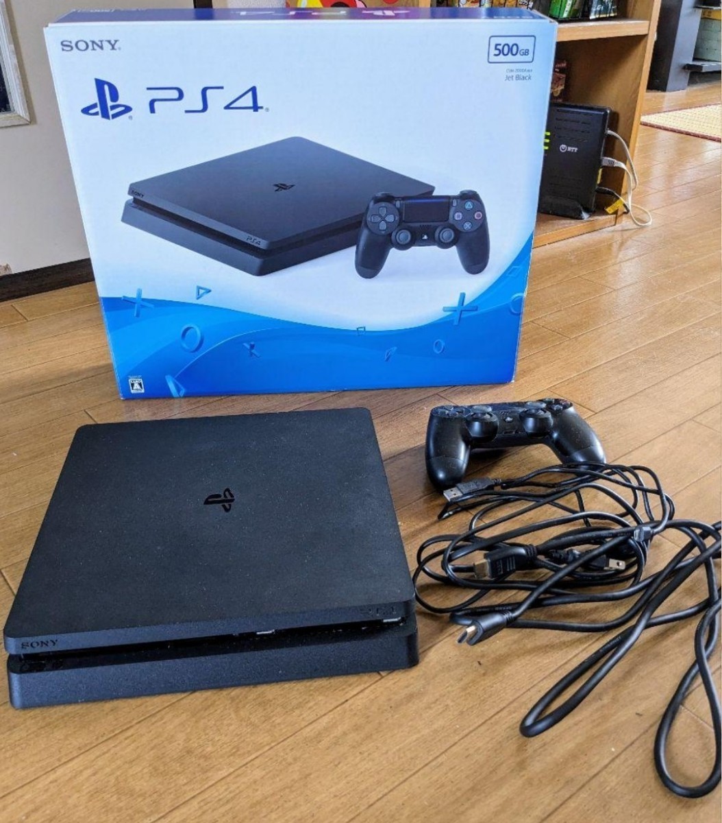 美品 外箱有り SONY PlayStation4 CUH-2200AB01 500GB　プレステ4 PS4 本体一式 PS4本体 ブラック　黒　プレイステーション4　動作確認済