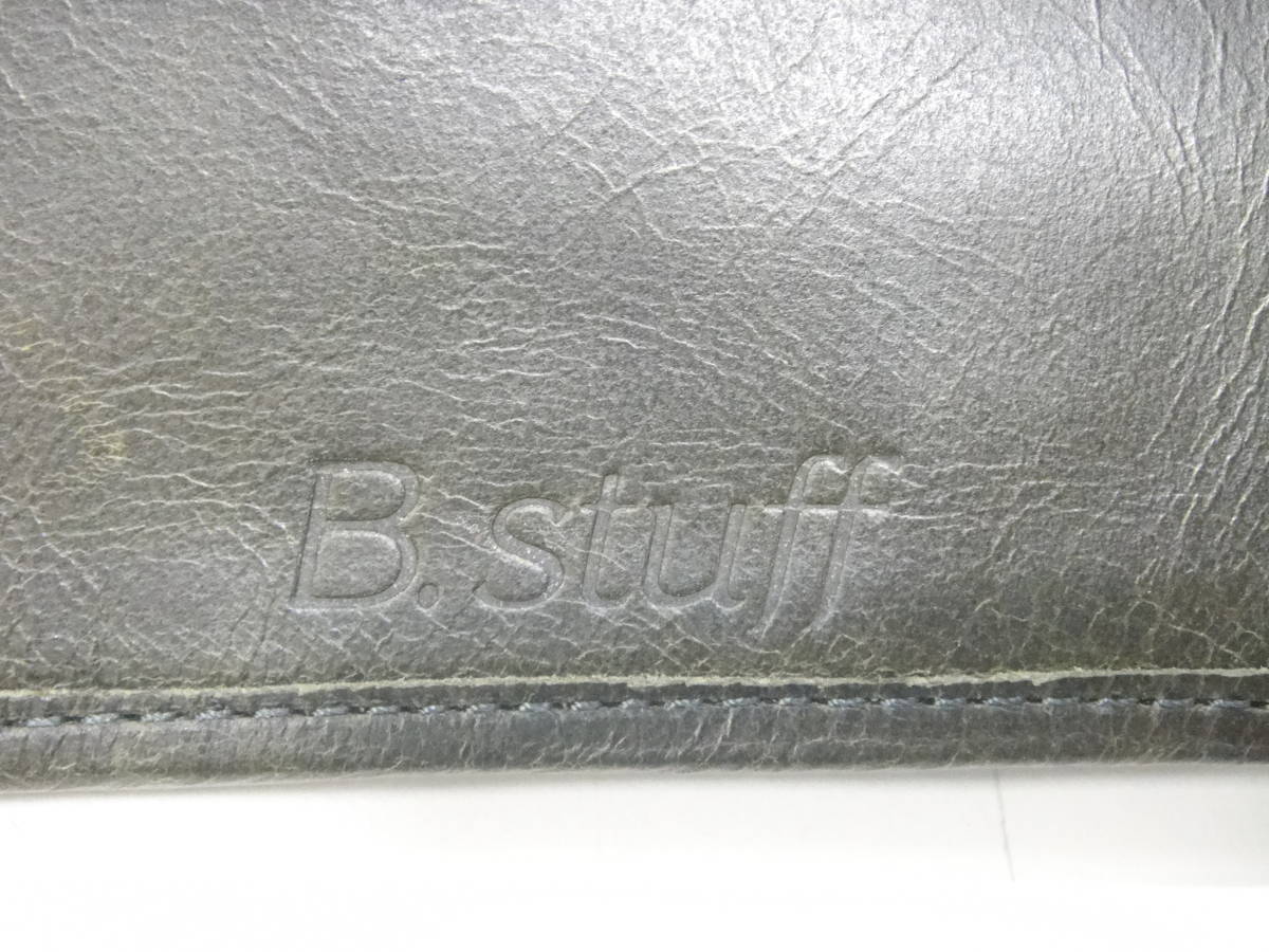 【QGA460】B stuff 二つ折り財布 濃い抹茶色 レザー★used_画像4