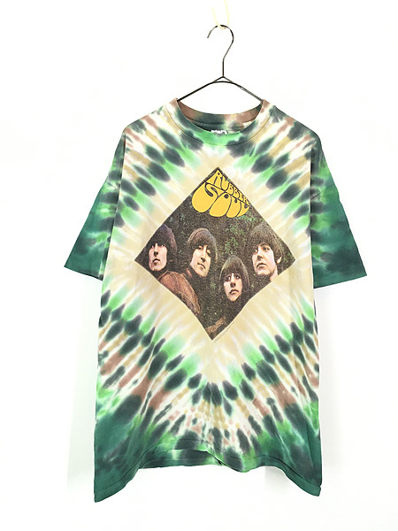 古着 90s The Beatles 「RUBBER SOUL」 フォト バンド タイダイ Tシャツ L 古着