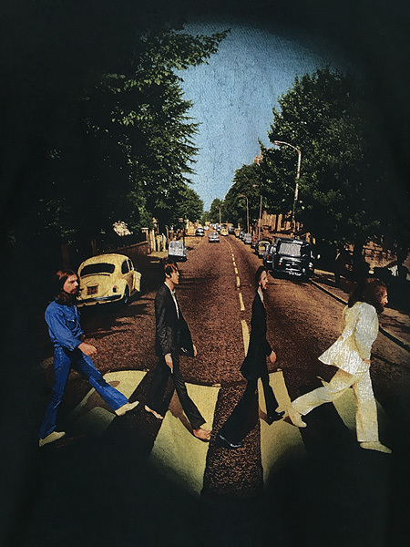 古着 00s The Beatles 「ABBEY ROAD」 メンバー フォト ミュージック バンド 両面 プリント Tシャツ L 古着_画像2