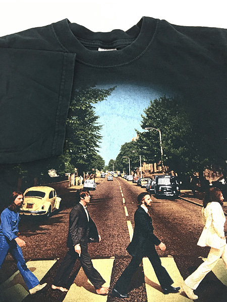 古着 00s The Beatles 「ABBEY ROAD」 メンバー フォト ミュージック バンド 両面 プリント Tシャツ L 古着_画像4