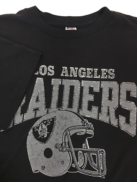 古着 80s USA製 Champion NFL LOS ANGELES RAIDERS レイダース 3段 プリント Tシャツ XL 古着の画像4