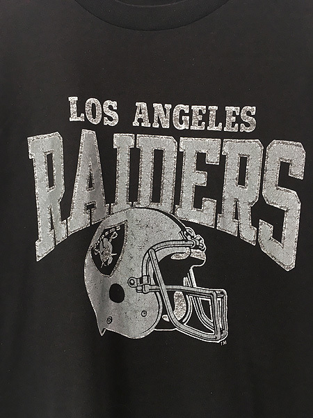 古着 80s USA製 Champion NFL LOS ANGELES RAIDERS レイダース 3段 プリント Tシャツ XL 古着の画像2