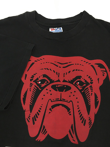 古着 90s USA製 「Doggin’it.」 犬 ブルドッグ BIG プリント 100％コットン Tシャツ 黒 XL 古着_画像4