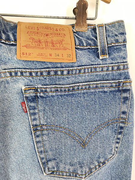 古着 90s USA製 Levi's 512 ブルー デニム スキニー パンツ ジーンズ W34 L31 古着_画像3