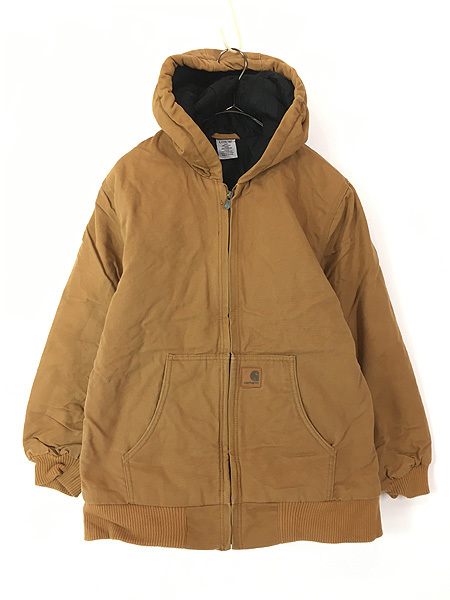 レディース 古着 Carhartt 防寒 ブラウン ダック パデット アクティブ パーカー ジャケット L 古着