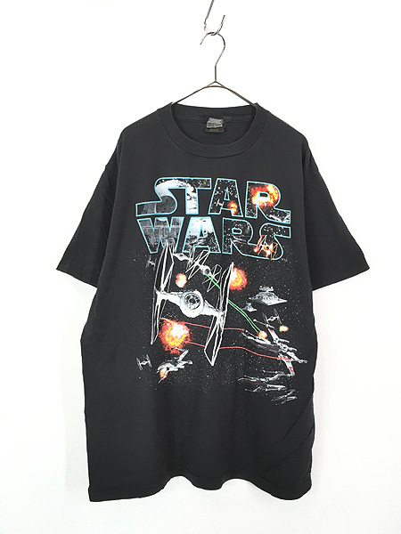 古着 90s STAR WARS スターウォーズ TIE ファイター 宇宙船 プリント Tシャツ XL 古着