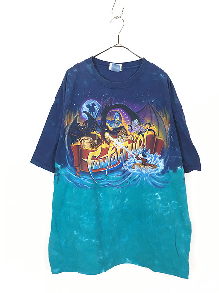 古着 90s USA製 Disney Fantasmic 豪華 ヴィランズ × ミッキー タイダイ Tシャツ XXL 古着