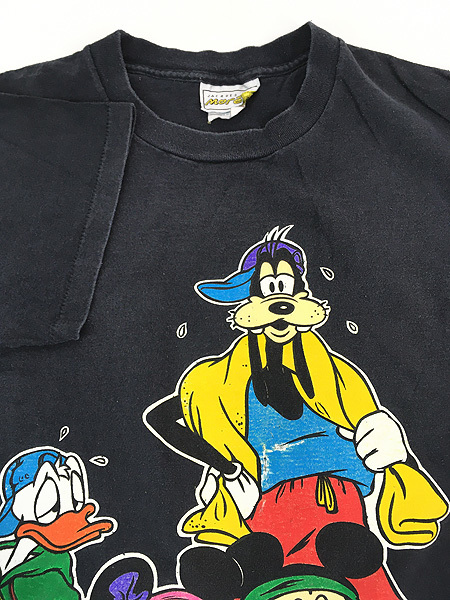 古着 90s USA製 Disney ミッキー＆フレンズ エアロビ 運動 プリント キャラクター Tシャツ XL位 古着_画像4