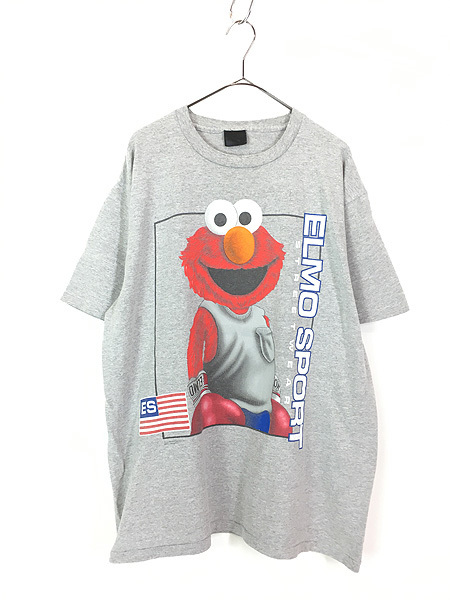 古着 90s USA製 SESAME STREET 「ELMO SPORT」 セサミ エルモ ボクシング キャラクター Tシャツ XL 古着