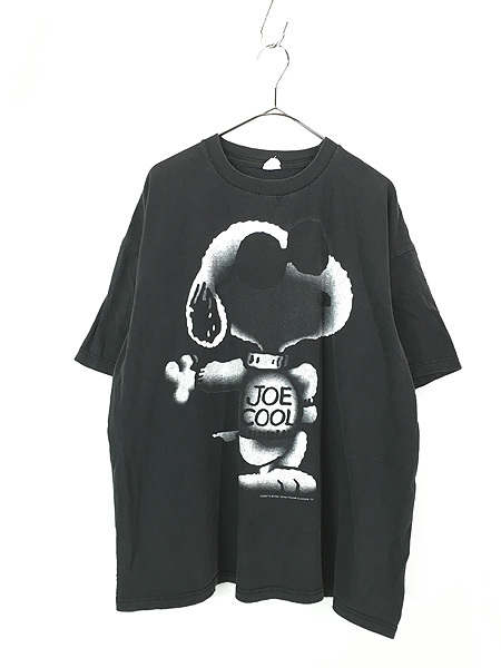 古着 90s USA製 Snoopy スヌーピー 「JOE COOL」 キャンプ 両面 プリント Tシャツ XL 古着