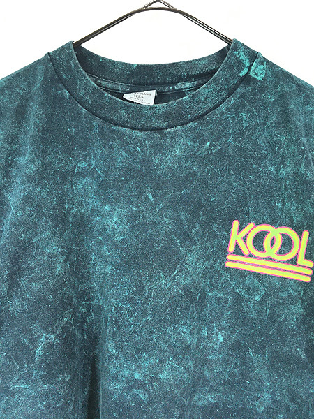 古着 90s USA製 KOOL タバコ ネオン ロゴ ケミカル ブリーチ Tシャツ XL 古着_画像3